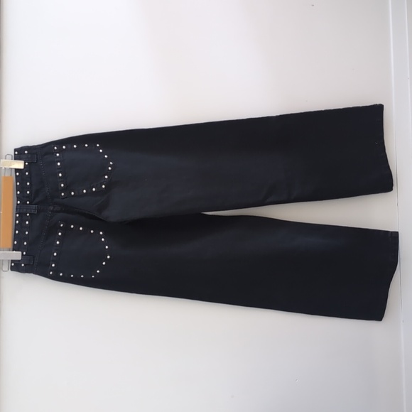 BERSHKA | Women's Black Wash Studded Low-Rise Baggy Jeans - Picture 5 of 6